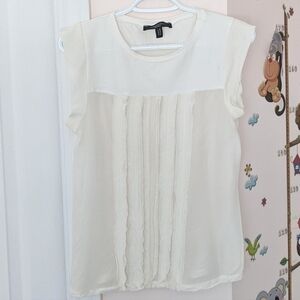 MAXMARA Silk ruffle front white top blouse Small @K